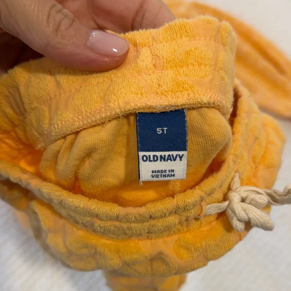 Old Navy Bright Yellow Kids shorts and sweatshirt Outfit